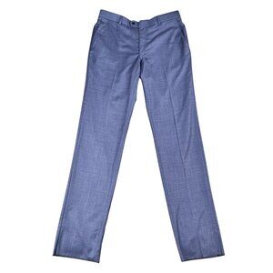 NWOT Elite Super 150s 100% Wool Woven in Italy Blue Dress Pants 34W unhemmed